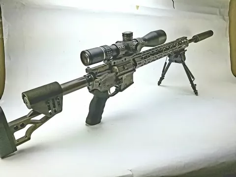 Burris XTR II mounted on 6.5 Grendel with tripod