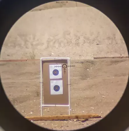 Viewing of Burris RT-6 reticle at a target