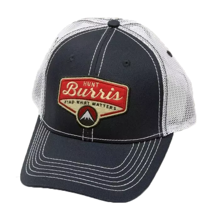 Burris trucker hat with hunting badge