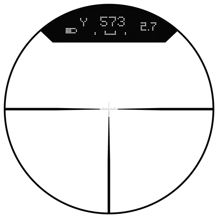 The Burris Wind MOA First Focal Plane Reticle with Heads up Display at 4x magnification.